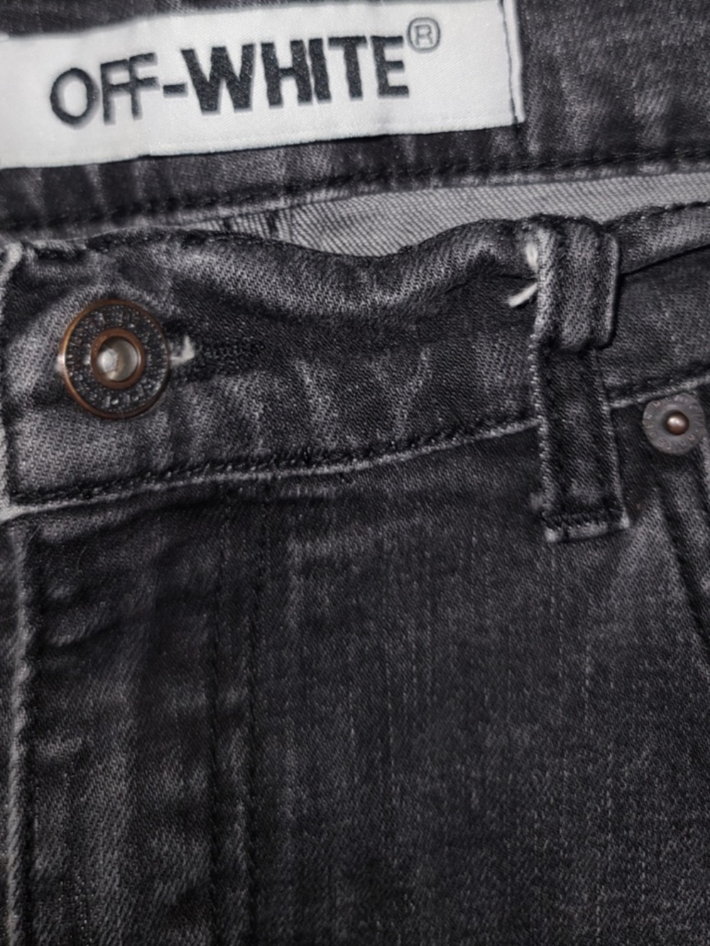 Off-White denim dark grey distressed jeans size 38 - Picture 3 of 9